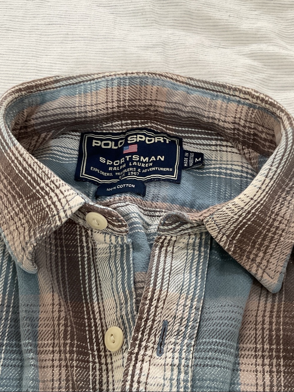Polo by Ralph Lauren Blue & Brown Plaid Button-Down Shirt